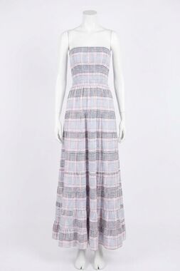 NEW FRNCH grand ave smock maxi dress in blue multi